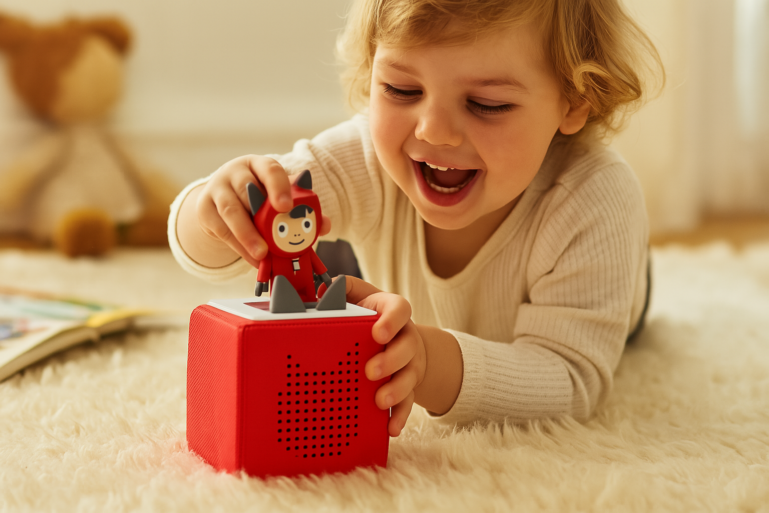 Child plays with Toniebox